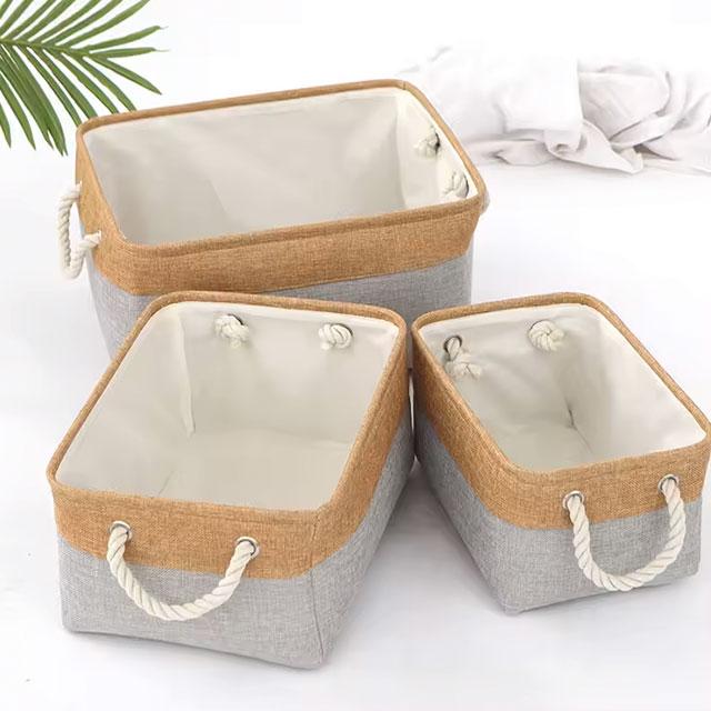 Foldable Cotton & Linen Storage Basket – Woven Organizer for Miscellaneous Items & Home Storage