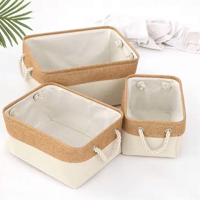 Foldable Cotton & Linen Storage Basket – Woven Organizer for Miscellaneous Items & Home Storage