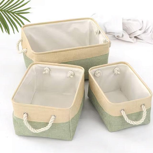 Foldable Cotton & Linen Storage Basket – Woven Organizer for Miscellaneous Items & Home Storage