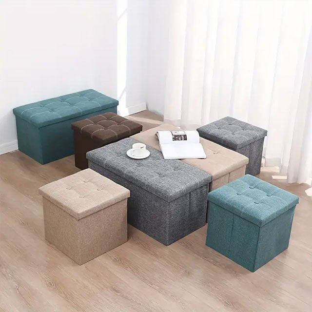 Foldable Linen Storage Stool – Multi-Purpose Chair Design Storage Box for Space-Saving Organization | Aesthetic Home Décor for Bedroom, Bathroom & Kitchen