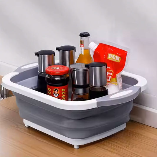 Foldable Silicone Cutting Board & Wash Basin with Colander – Portable Multi-Function Dishwashing Tub for BBQ, Picnics & Camping | Hot Sale Kitchen Essential