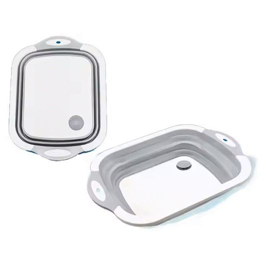 Foldable Silicone Cutting Board & Wash Basin with Colander – Portable Multi-Function Dishwashing Tub for BBQ, Picnics & Camping | Hot Sale Kitchen Essential