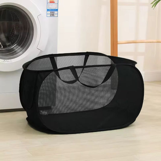 Foldable Mesh Laundry Basket – Portable Dirty Clothes Storage Hamper and Breathable Bathroom Organizer for Home and Travel