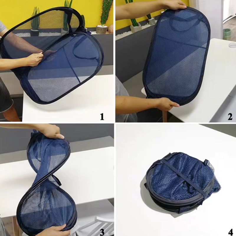 Panier à linge pliable en maille – Panier à linge sale portable et organiseur de salle de bain respirant pour la maison et les voyages