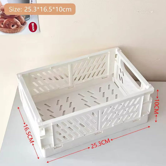 Foldable Storage Box with Handles – Mini Collapsible Crate for Toys, Cosmetics, and Desk Organization – Colorful Pastel Utility Basket