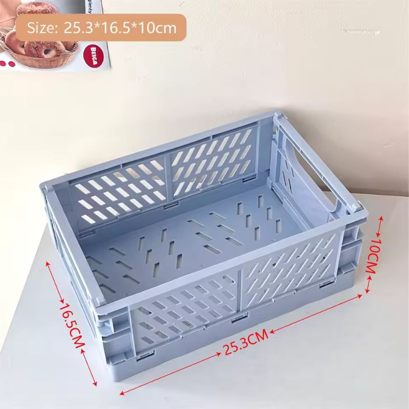 Foldable Storage Box with Handles – Mini Collapsible Crate for Toys, Cosmetics, and Desk Organization – Colorful Pastel Utility Basket