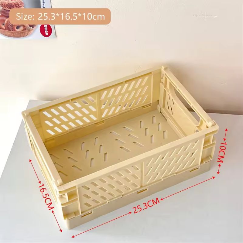 Foldable Storage Box with Handles – Mini Collapsible Crate for Toys, Cosmetics, and Desk Organization – Colorful Pastel Utility Basket