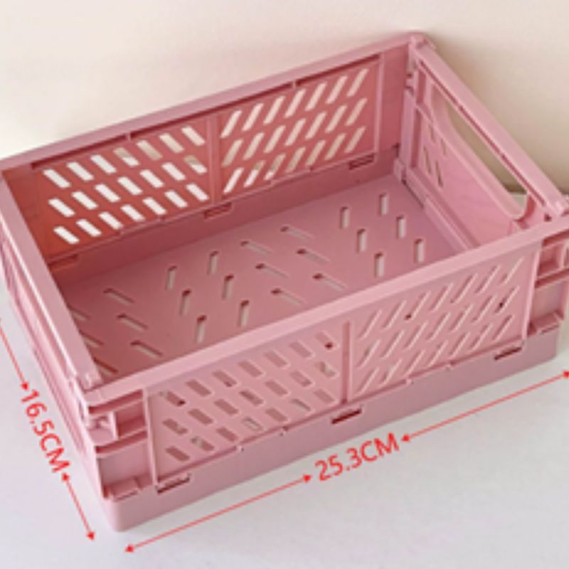 Foldable Storage Box with Handles – Mini Collapsible Crate for Toys, Cosmetics, and Desk Organization – Colorful Pastel Utility Basket