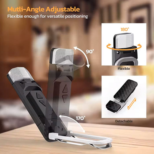 Folding Book Reading Light – Clip-on, Retractable & Rotating USB Rechargeable LED Lamp for Reading & Study