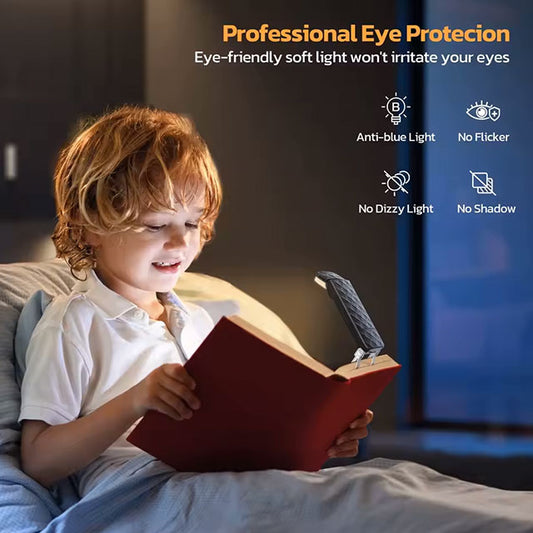 Folding Book Reading Light – Clip-on, Retractable & Rotating USB Rechargeable LED Lamp for Reading & Study
