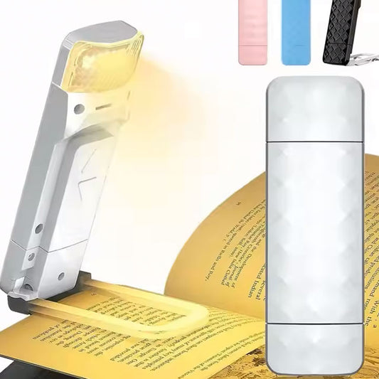 Folding Book Reading Light – Clip-on, Retractable & Rotating USB Rechargeable LED Lamp for Reading & Study