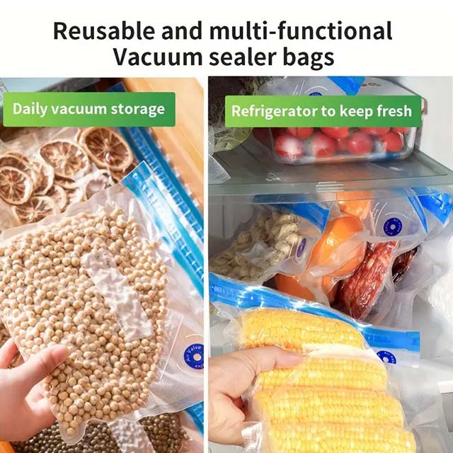 20P/5P Food Vacuum Sealing Bags with Handheld Mini Electric Vacuum Pump – Three Sizes for Food Storage, Vacuum Sealing & Refrigerator Organization