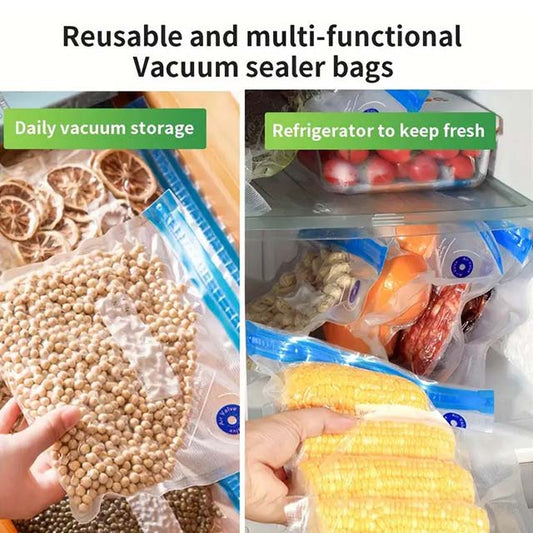 20P/5P Food Vacuum Sealing Bags with Handheld Mini Electric Vacuum Pump – Three Sizes for Food Storage, Vacuum Sealing & Refrigerator Organization