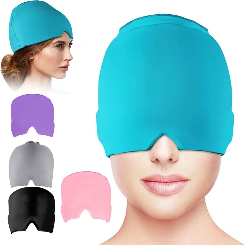 Form-Fitting Gel Ice Headache & Migraine Relief Hat – Cold Compress Therapy Cap – 360° Cooling Head Wrap Mask for Tension, Sinus Pressure, and Stress Relief