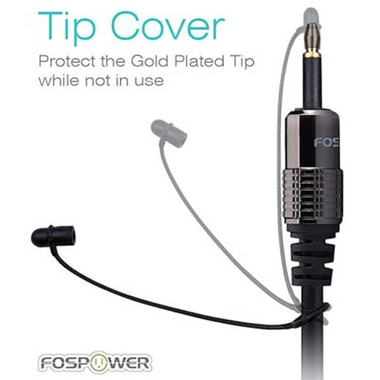 FosPower Toslink to Mini Toslink Digital Optical Audio Cable – 24K Gold Plated, S/PDIF, Metal Connectors, Strain-Relief PVC Jacket