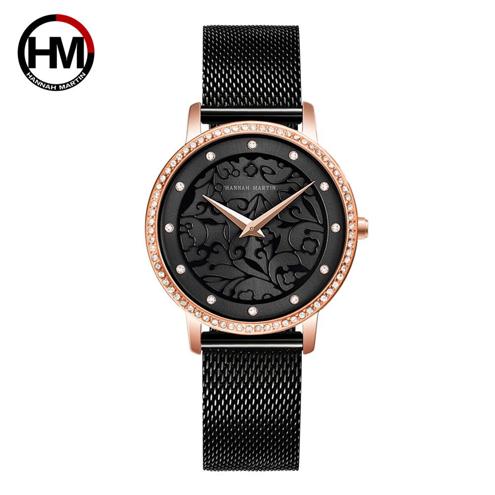 Frauen Strass Uhren Mode Wei e Blume 3D Gravur Zifferblatt Gesicht Japan Mov T Wasserdicht Top 2