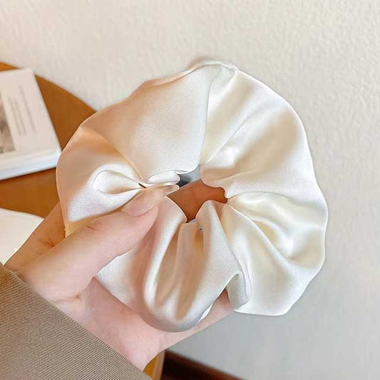 French Satin Silk Hair Scrunchies for Women – Textured Elastic Hair Bands & Fashion Accessories | Soft Gomas Pelo Mujer