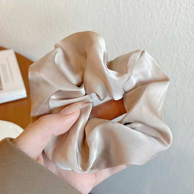 French Satin Silk Hair Scrunchies for Women – Textured Elastic Hair Bands & Fashion Accessories | Soft Gomas Pelo Mujer