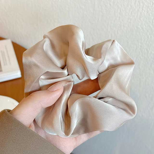French Satin Silk Hair Scrunchies for Women – Textured Elastic Hair Bands & Fashion Accessories | Soft Gomas Pelo Mujer