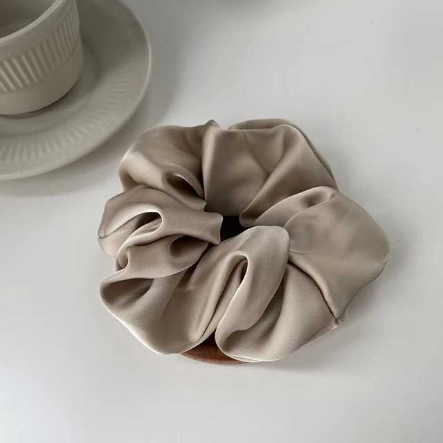 French Satin Silk Hair Scrunchies for Women – Textured Elastic Hair Bands & Fashion Accessories | Soft Gomas Pelo Mujer