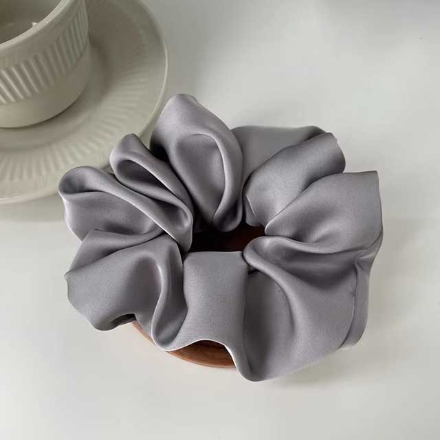 French Satin Silk Hair Scrunchies for Women – Textured Elastic Hair Bands & Fashion Accessories | Soft Gomas Pelo Mujer