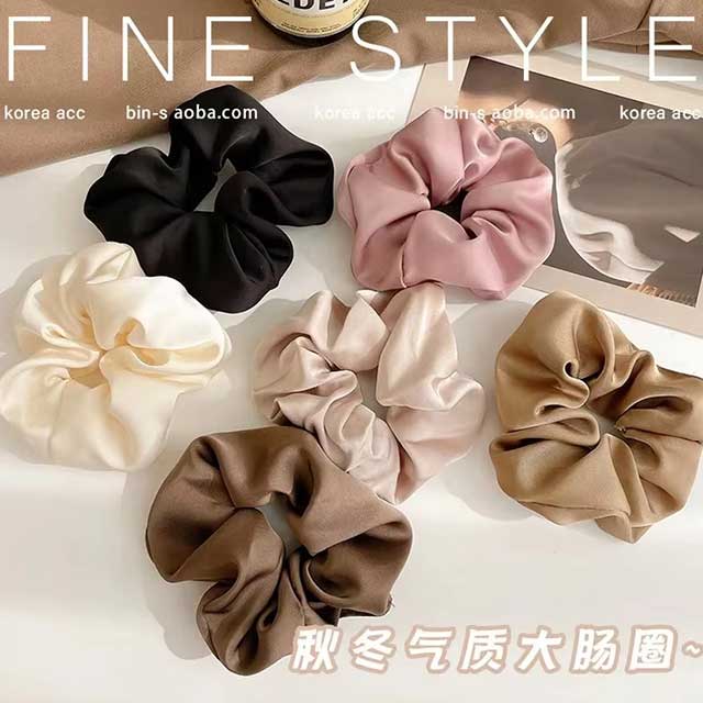 French Satin Silk Hair Scrunchies for Women – Textured Elastic Hair Bands & Fashion Accessories | Soft Gomas Pelo Mujer