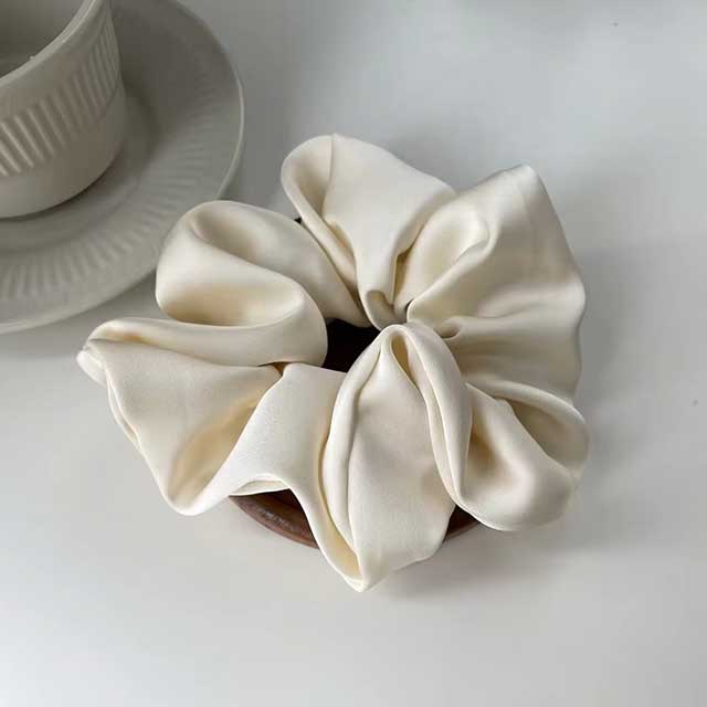 French Satin Silk Hair Scrunchies for Women – Textured Elastic Hair Bands & Fashion Accessories | Soft Gomas Pelo Mujer