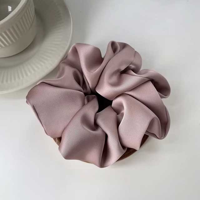 French Satin Silk Hair Scrunchies for Women – Textured Elastic Hair Bands & Fashion Accessories | Soft Gomas Pelo Mujer