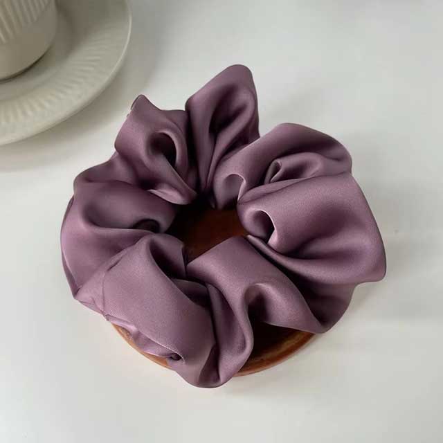 French Satin Silk Hair Scrunchies for Women – Textured Elastic Hair Bands & Fashion Accessories | Soft Gomas Pelo Mujer