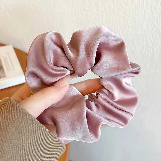 French Satin Silk Hair Scrunchies for Women – Textured Elastic Hair Bands & Fashion Accessories | Soft Gomas Pelo Mujer