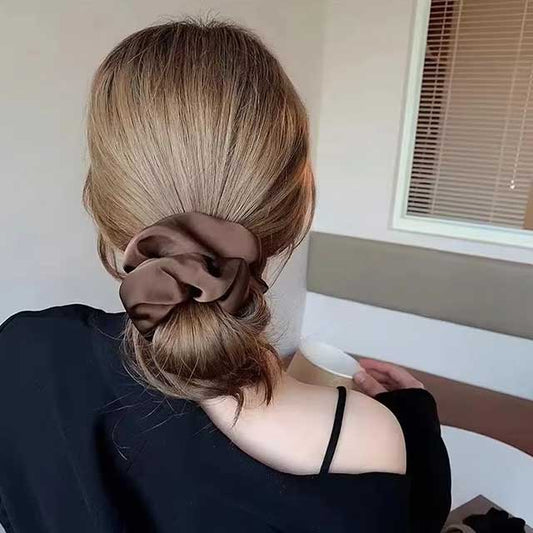 French Satin Silk Hair Scrunchies for Women – Textured Elastic Hair Bands & Fashion Accessories | Soft Gomas Pelo Mujer
