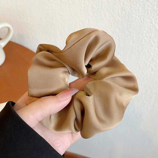 French Satin Silk Hair Scrunchies for Women – Textured Elastic Hair Bands & Fashion Accessories | Soft Gomas Pelo Mujer