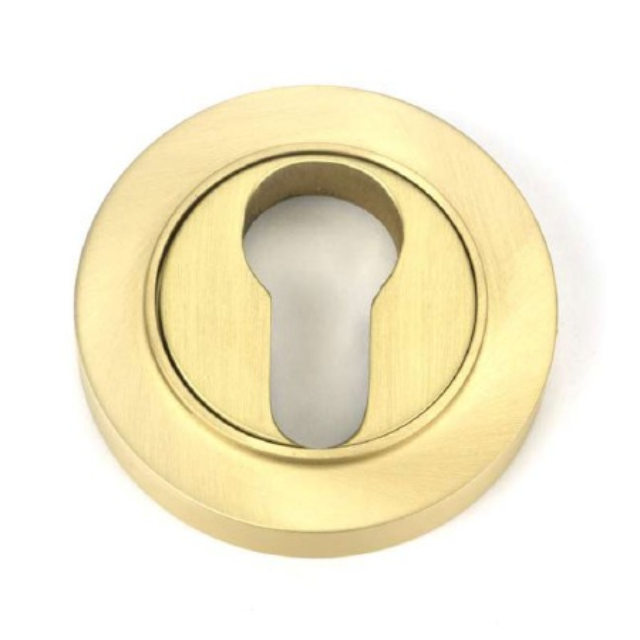 From The Anvil Round Euro Escutcheon – Satin Brass Keyhole Cover Plate