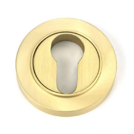From The Anvil Round Euro Escutcheon – Satin Brass Keyhole Cover Plate