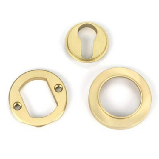 From The Anvil Round Euro Escutcheon – Satin Brass Keyhole Cover Plate