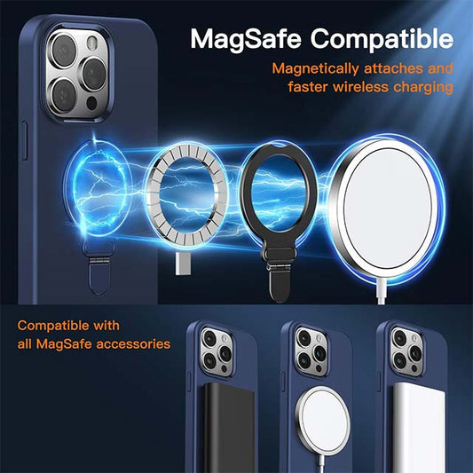 Fusion+ Gatatol iPhone 15 Pro Case – MagSafe Compatible, Silicone Shockproof &amp; Slim Drop Protection with Built-In Kickstand (Blue)
