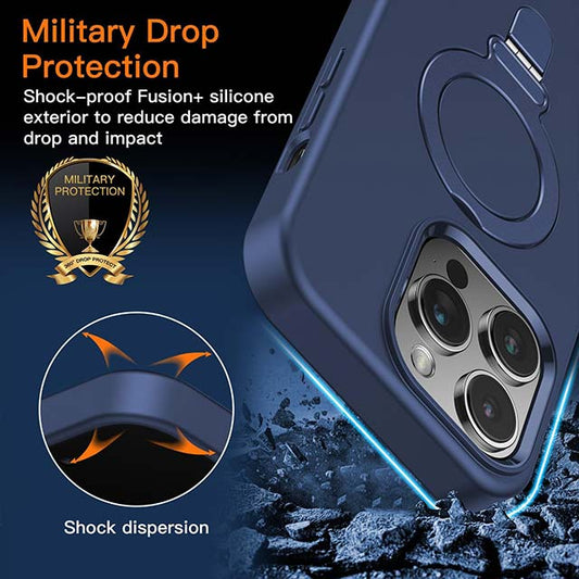 Fusion+ Gatatol iPhone 15 Pro Case – MagSafe Compatible, Silicone Shockproof &amp; Slim Drop Protection with Built-In Kickstand (Blue)