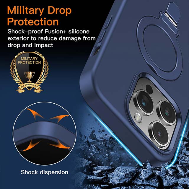 Fusion+ Gatatol iPhone 15 Pro Case – MagSafe Compatible, Silicone Shockproof &amp; Slim Drop Protection with Built-In Kickstand (Blue)