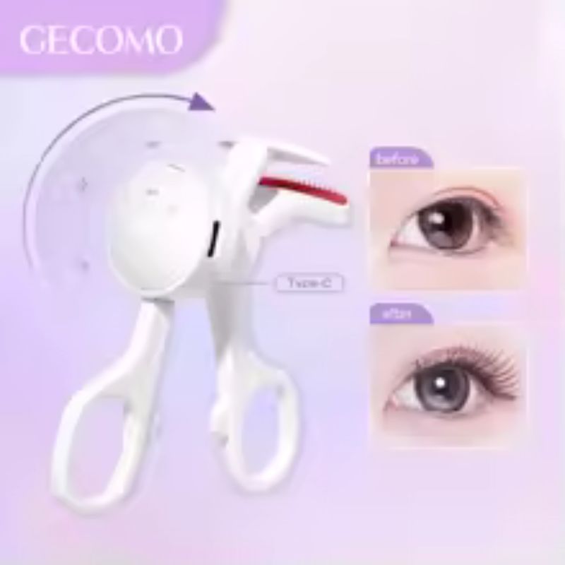 Recourbe-cils chauffant sans cadre GECOMO – Contrôle intelligent de la température – Rechargeable par USB et outil électrique longue durée pour rehaussement des cils (blanc)