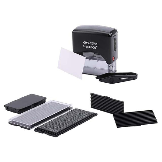 GENIE S-884 Eco Stamp Set - Self-Inking Stamp - 11378