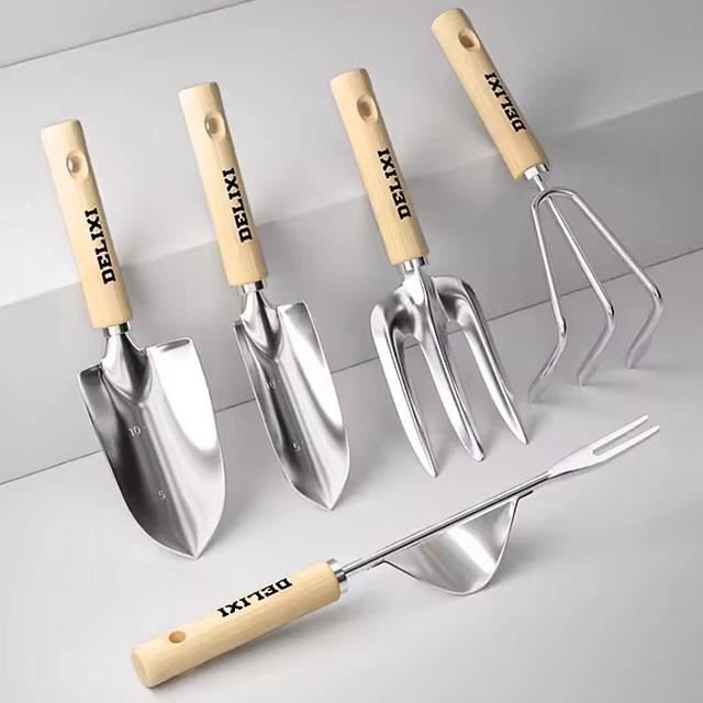 Garden Tool Set – Shovel, Rake & Spade with Wooden Handle for Potted Plants, Flowers & Outdoor Planting