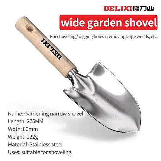 Garden Tool Set – Shovel, Rake & Spade with Wooden Handle for Potted Plants, Flowers & Outdoor Planting