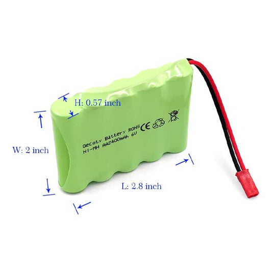 Gecoty® 6V 2400mAh Rechargeable NiMH AA Battery Pack with JST Plug Charging Cable – High Performance Power Solution