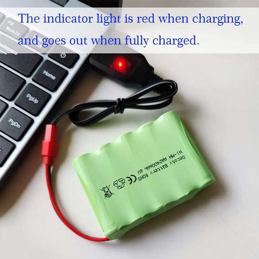 Gecoty® 6V 2400mAh Rechargeable NiMH AA Battery Pack with JST Plug Charging Cable – High Performance Power Solution