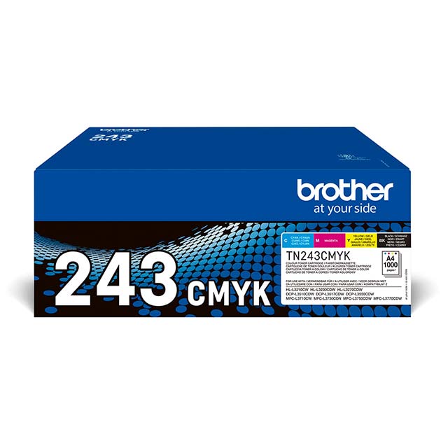 Genuine Brother TN-243 CMYK Toner Value Pack – High-Yield Print Cartridges for Optimal Brother Printer Performance
