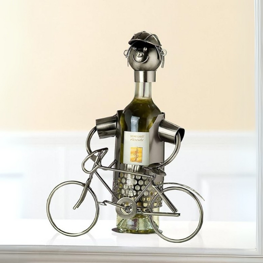 Gilde Cyclist Wine Bottle Holder – Unique Metal Decorative Wine Rack Sculpture (Model 65153)