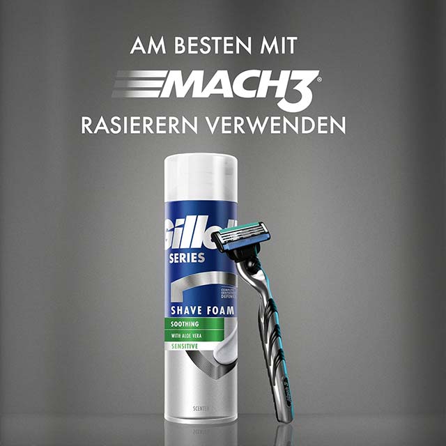 Gillette Series Beruhigend Sensitive Shaving Gel with Aloe Vera – 200ml | Soothing &amp; Moisturizing Formula for Sensitive Skin