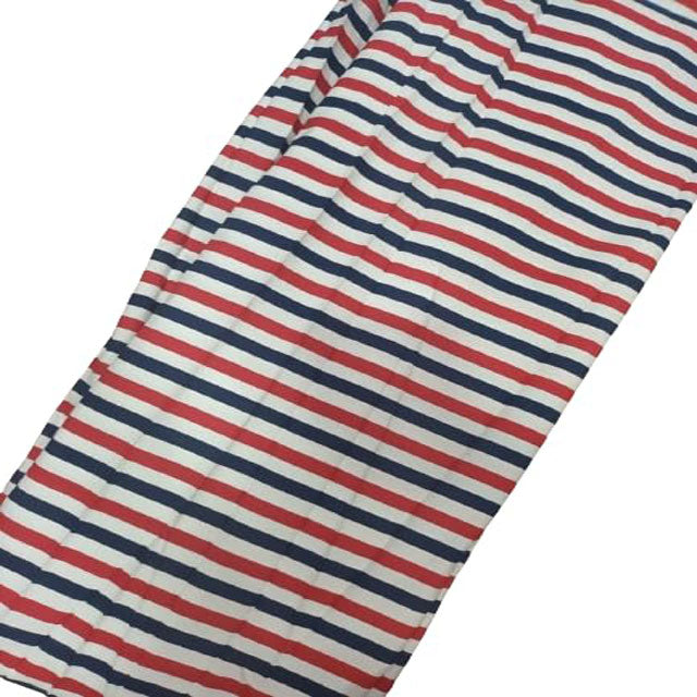 Glace Cotton Printed Fabric – White, Red &amp; Blue Line Pattern for Women &amp; Girls Co-ord Sets