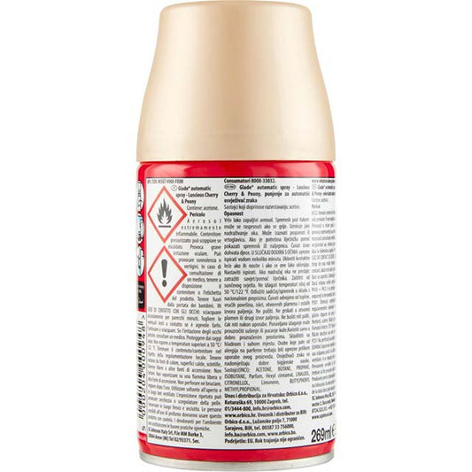 Glade Automatic Refill Spray, Fragrance Refill & Diffuser, Sweet Cherry and Peony, 1 Refill, 270ml