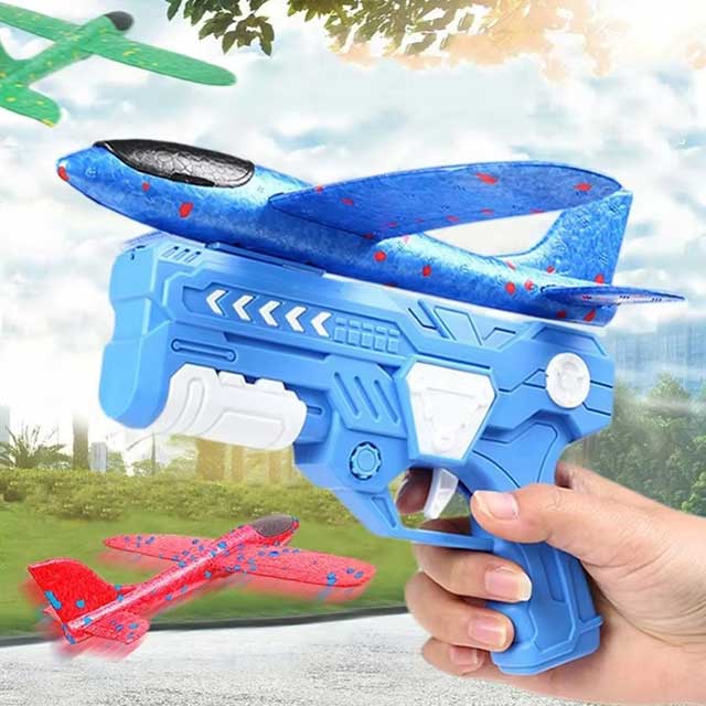 Glowing Foam Catapult Glider Airplane Toy – 10M Launcher Aircraft Gun for Kids Outdoor Flying Games